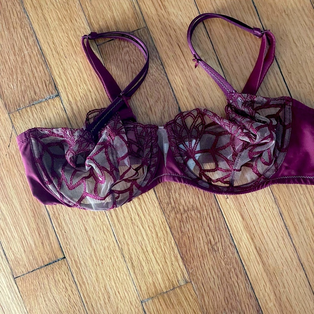 Beautiful and Sexy Simone Pérelé Underwire Bra 34D in Burgundy Color